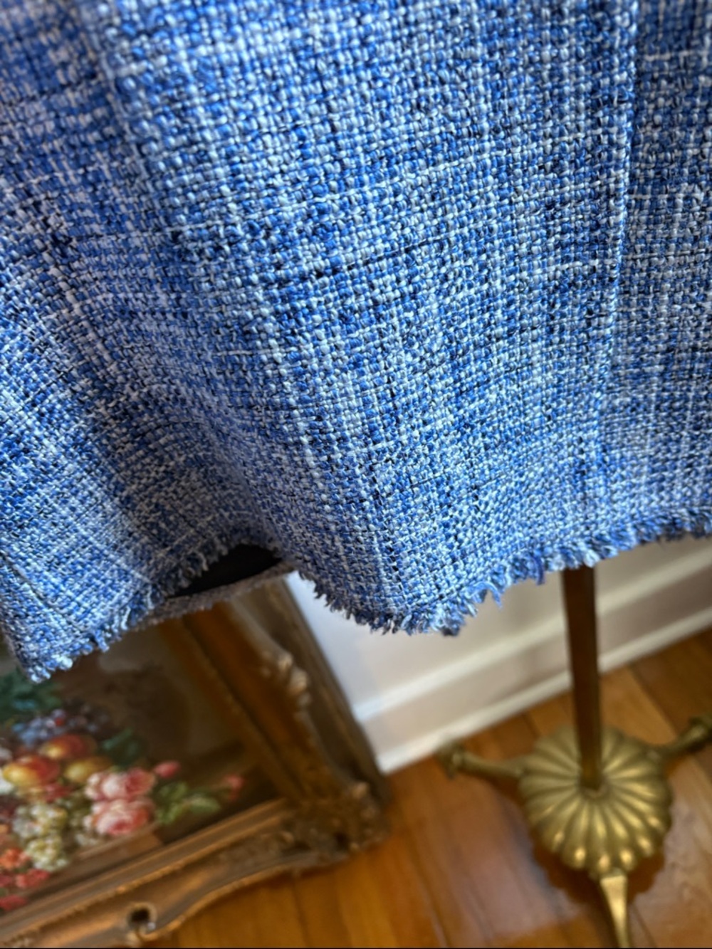Maeve for Anthropologie Blue Tweed Pearl-Button Cropped Jacket - Picture 6 of 7